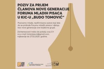 KIC “Budo Tomović”: Raspisan konkurs za prijem nove generacije Foruma mladih pisaca