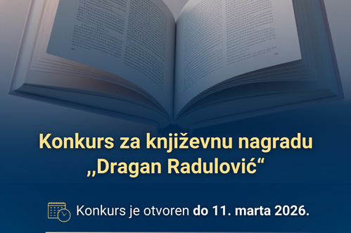 Raspisan javni poziv za Književnu nagradu „Dragan Radulović“